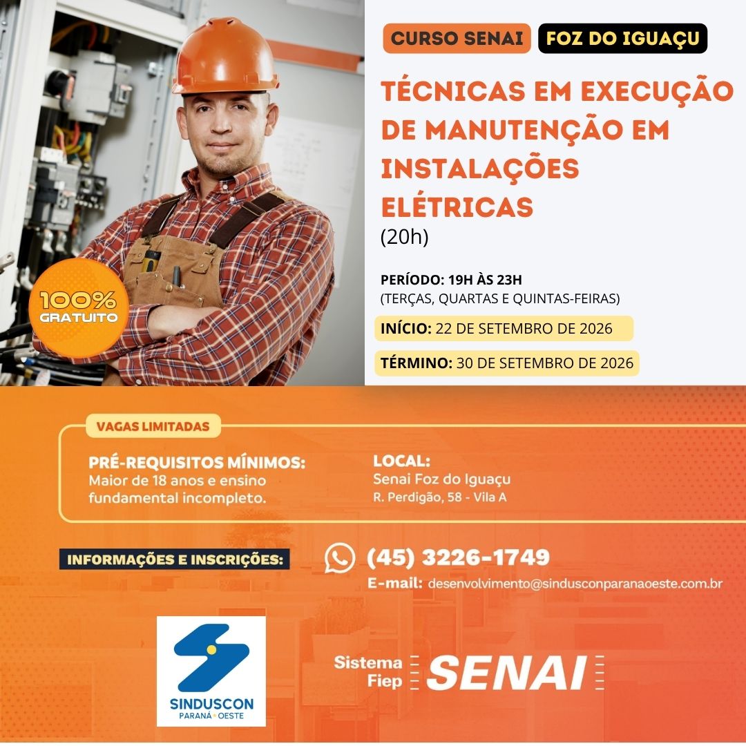 Curso Manutenção em Instalações Elétricas – 20h  Foz do Iguaçu 