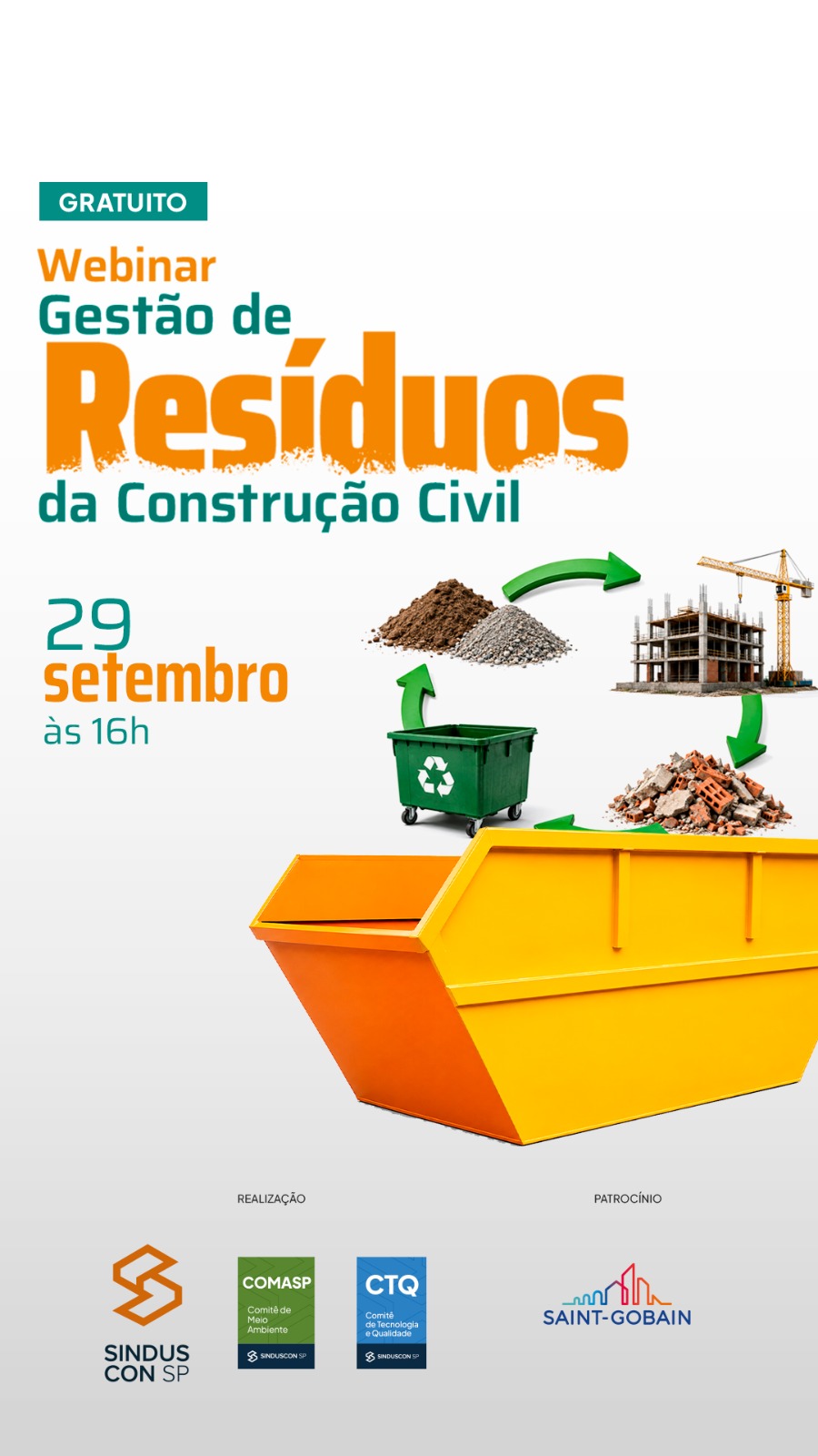 Banner: Webinar debate gestão de resíduos e atualizações ambientais na construção