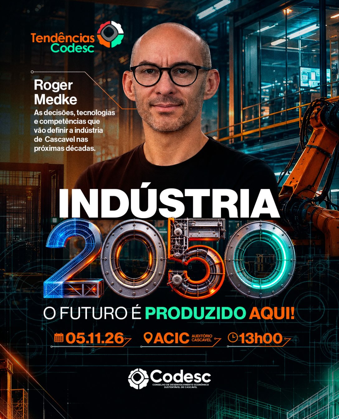 Banner: INDÚSTRIA 2050: O FUTURO É PRODUZIDO AQUI 