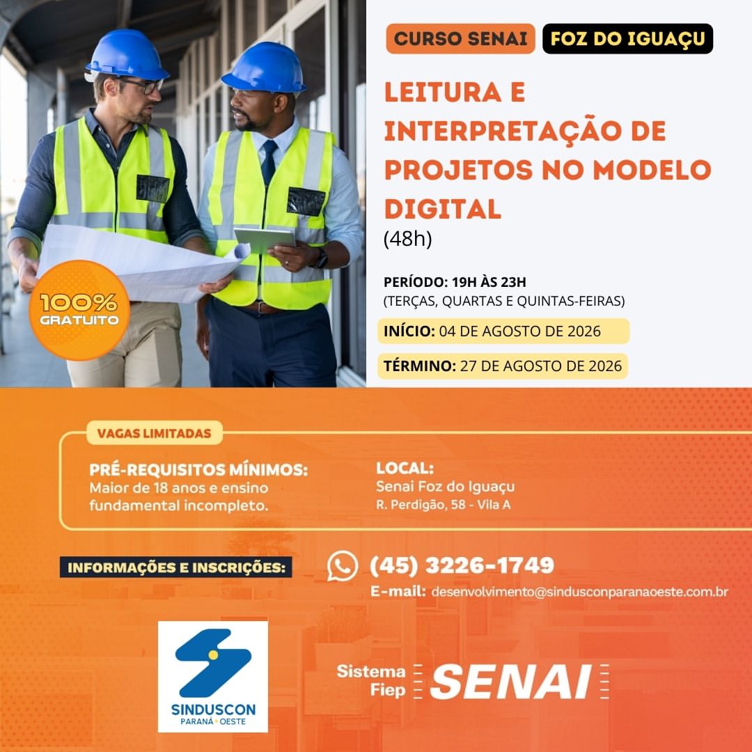 Banner: Curso Leitura e Interpretação de Projetos no Modelo Digital – 48h Foz do Iguaçu 