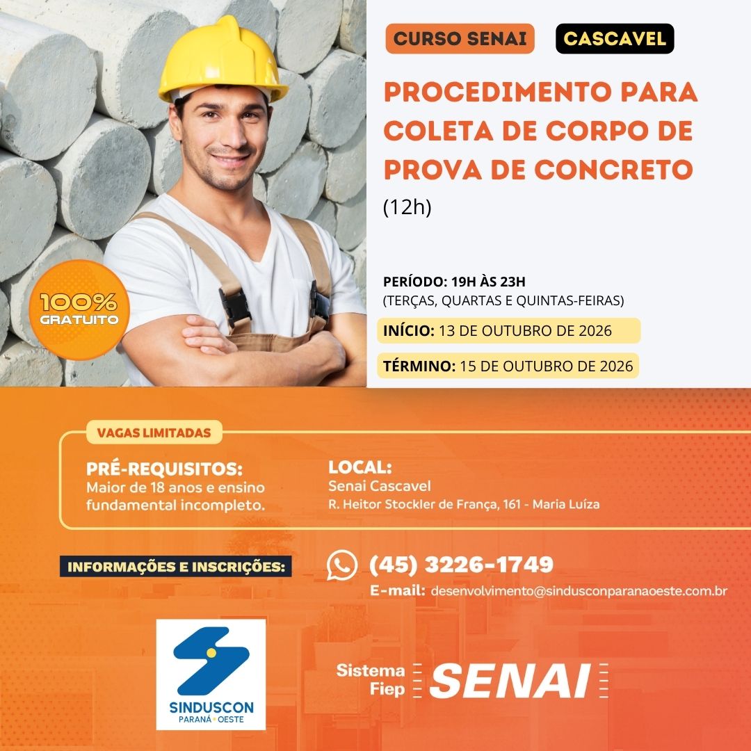 Banner: Curso Prova de Concreto - 12h Cascavel 