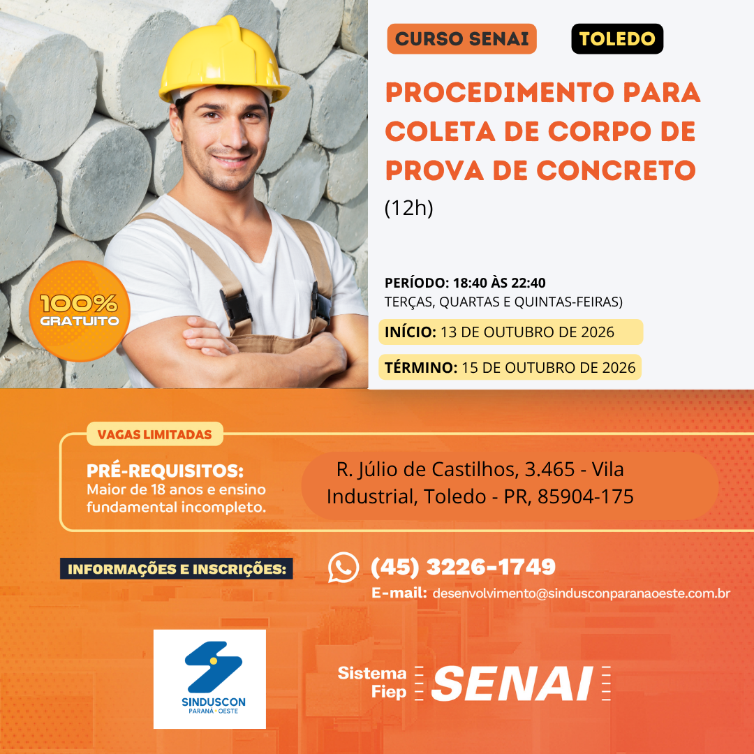 Banner: Curso Prova de Concreto - 12h Toledo 