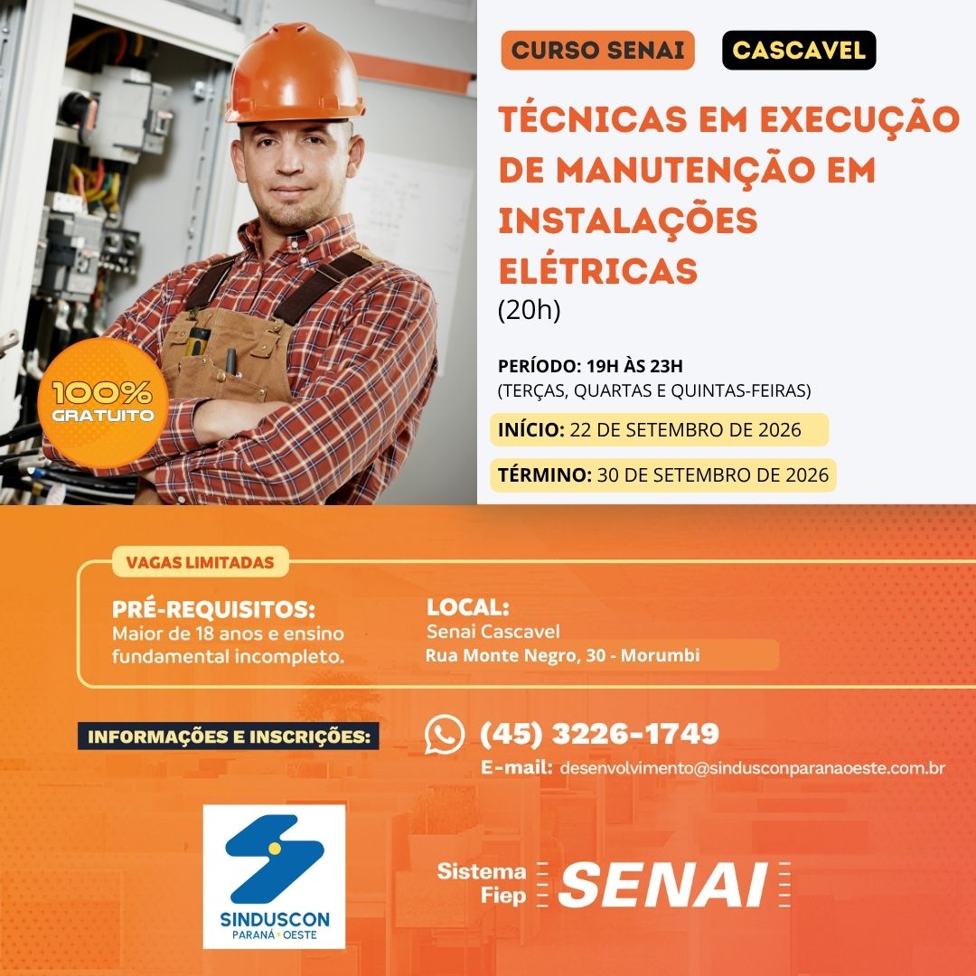 Curso Manutenção em Instalações Elétricas - 20h Cascavel 