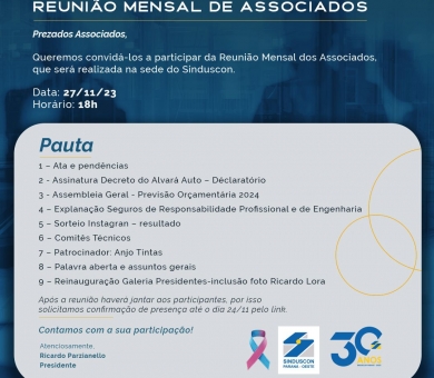 REUNIÃO ASSOCIADOS E REINAUGURAÇÃO GALERIA PRESIDENTES 27-11-2023