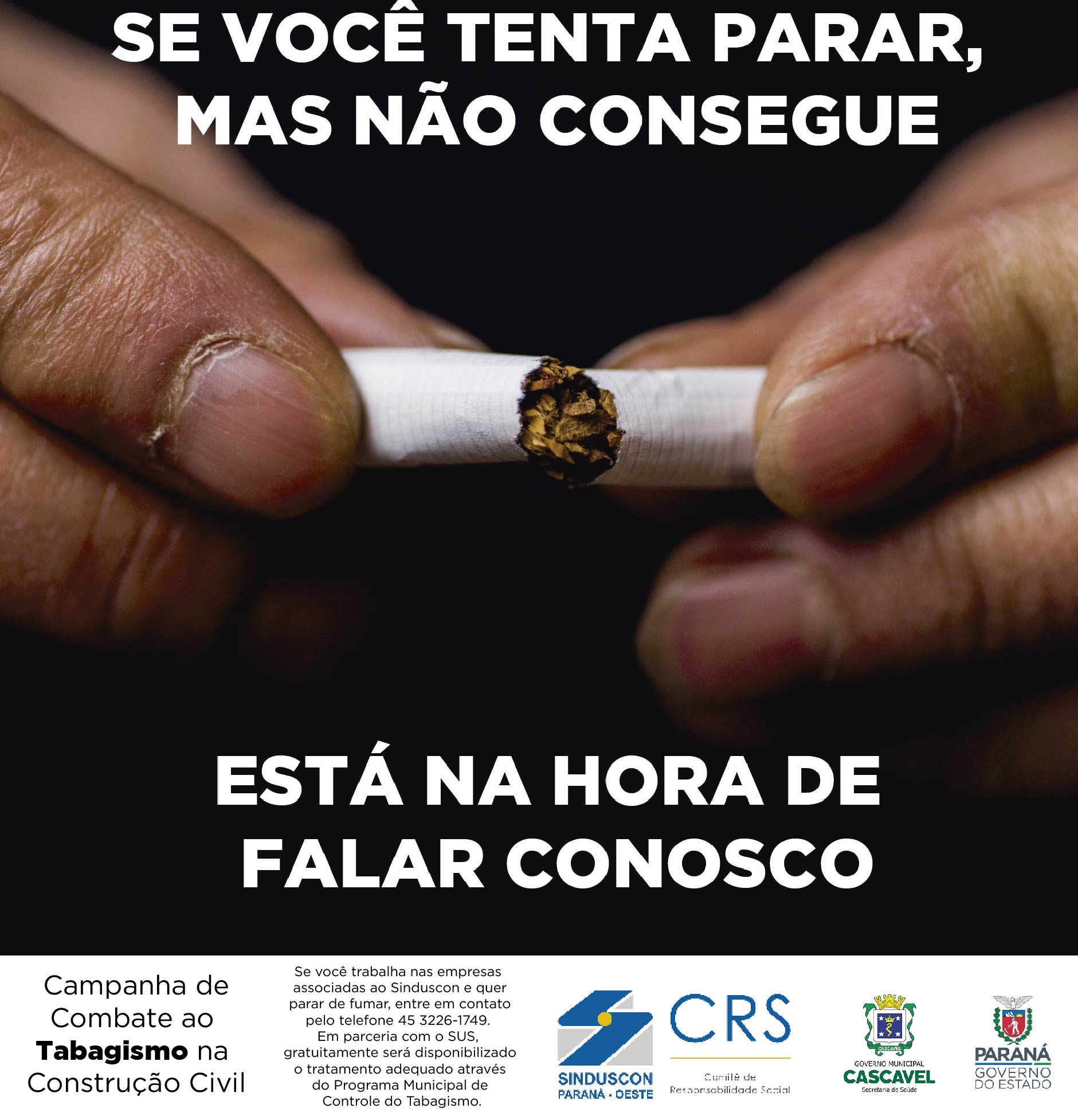 Banner: Campanha  de combate ao TABAGISMO na construção civil