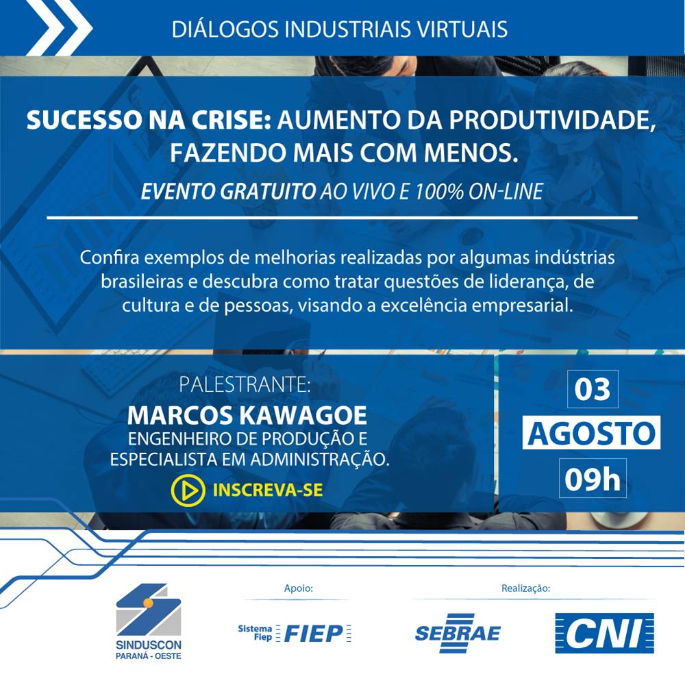 Banner: Webinar Sucesso na Crise: aumento da produtividade, fazendo mais com menos
