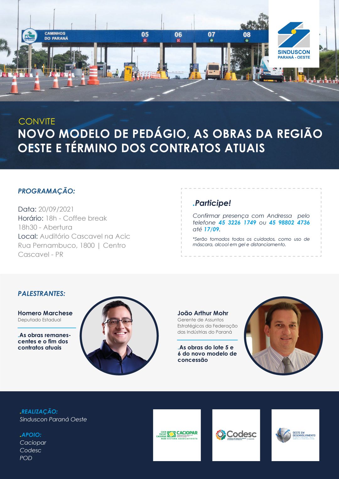 Banner: Reunião: Novo Modelos dos Pedágios, as obras da região Oeste e Término dos contratos atuais