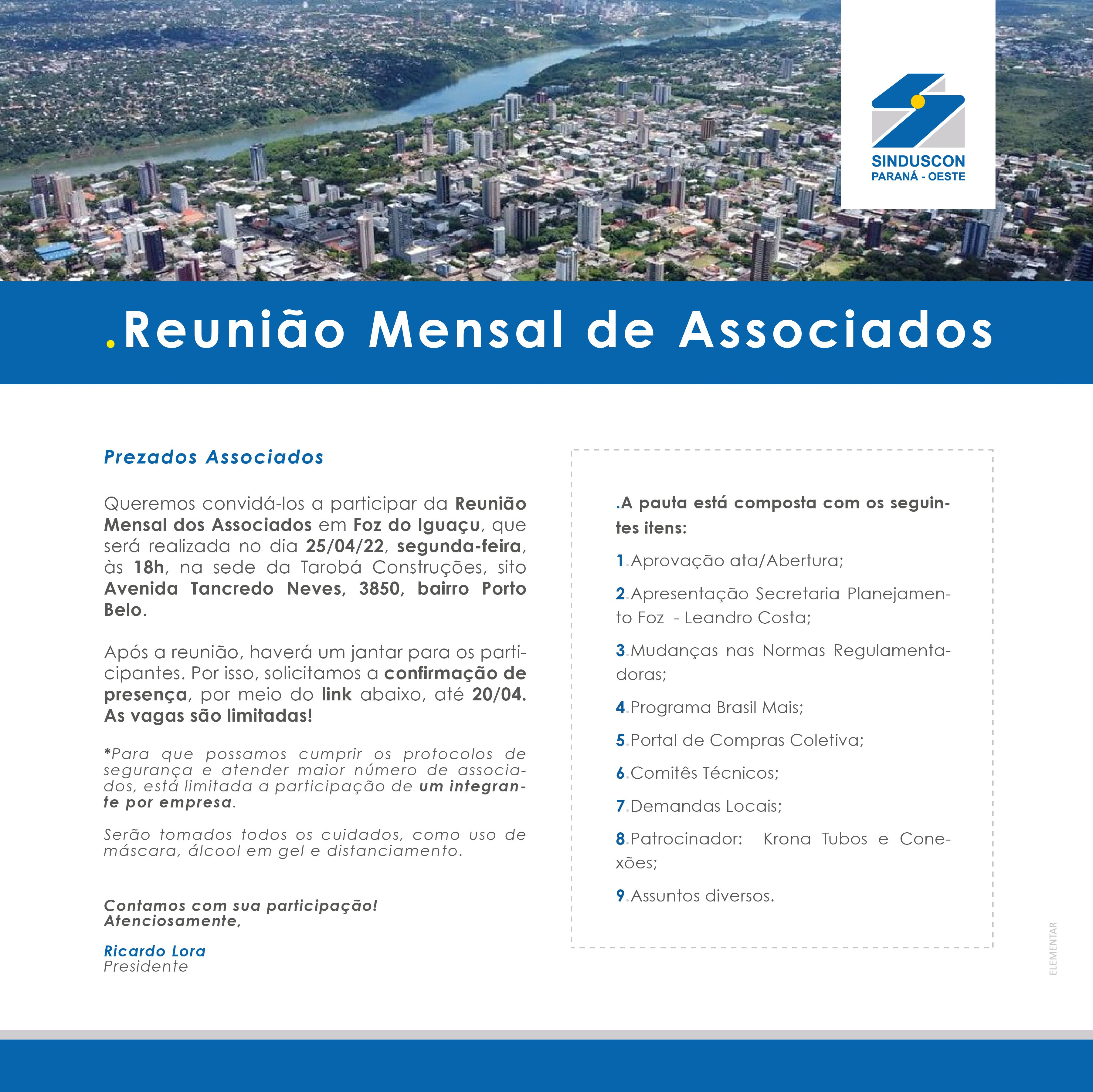 Banner: Reunião Associados em Foz do Iguaçu