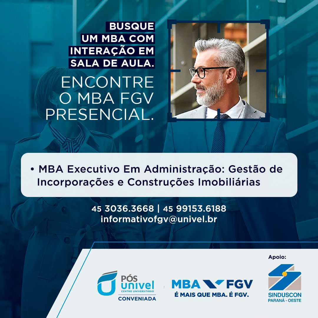 Banner: Ainda restam vagas para o MBA em Gestão de Incorporações e Construções Imobiliárias