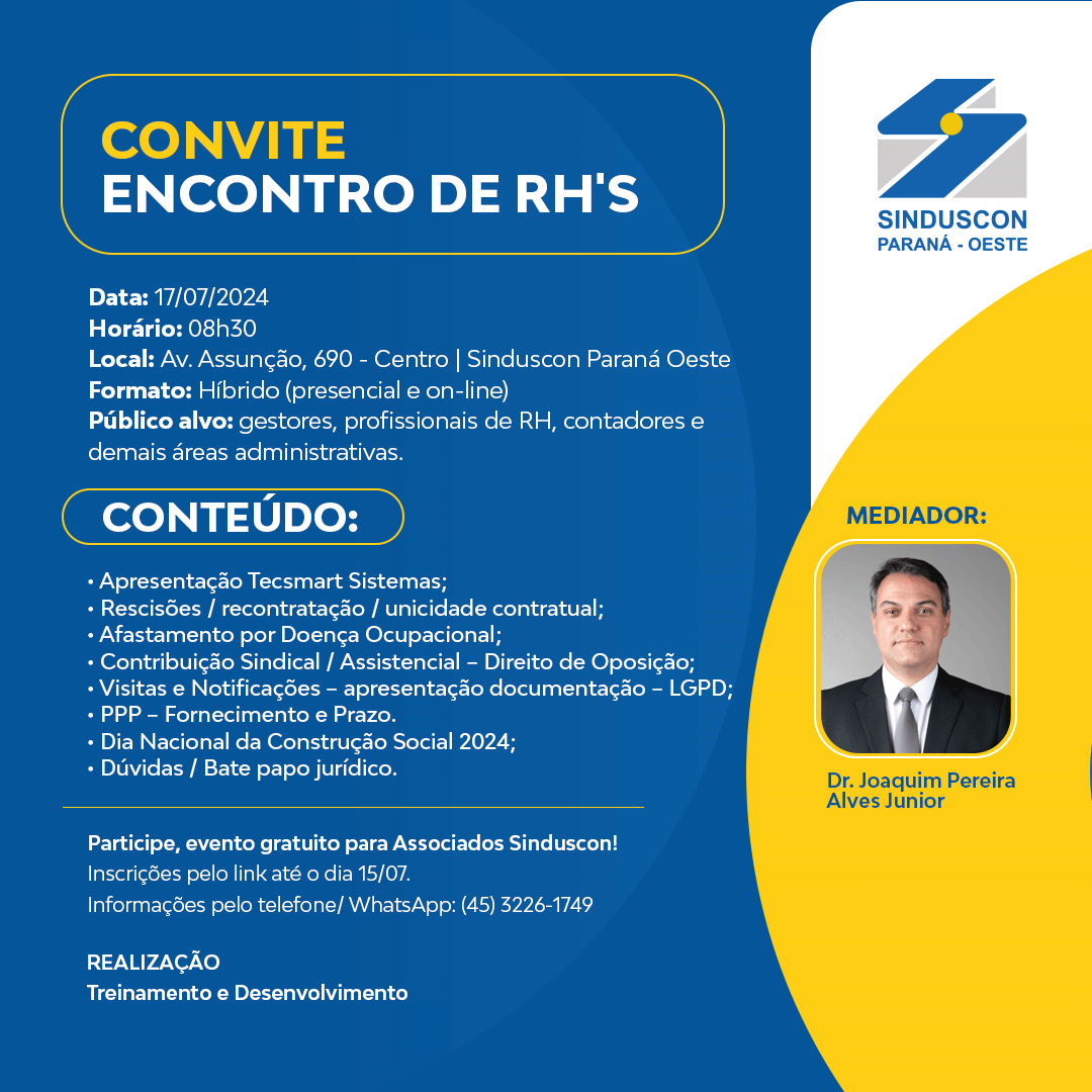 Banner: Pautas relevantes estão agendadas para o próximo Encontro de RH’s