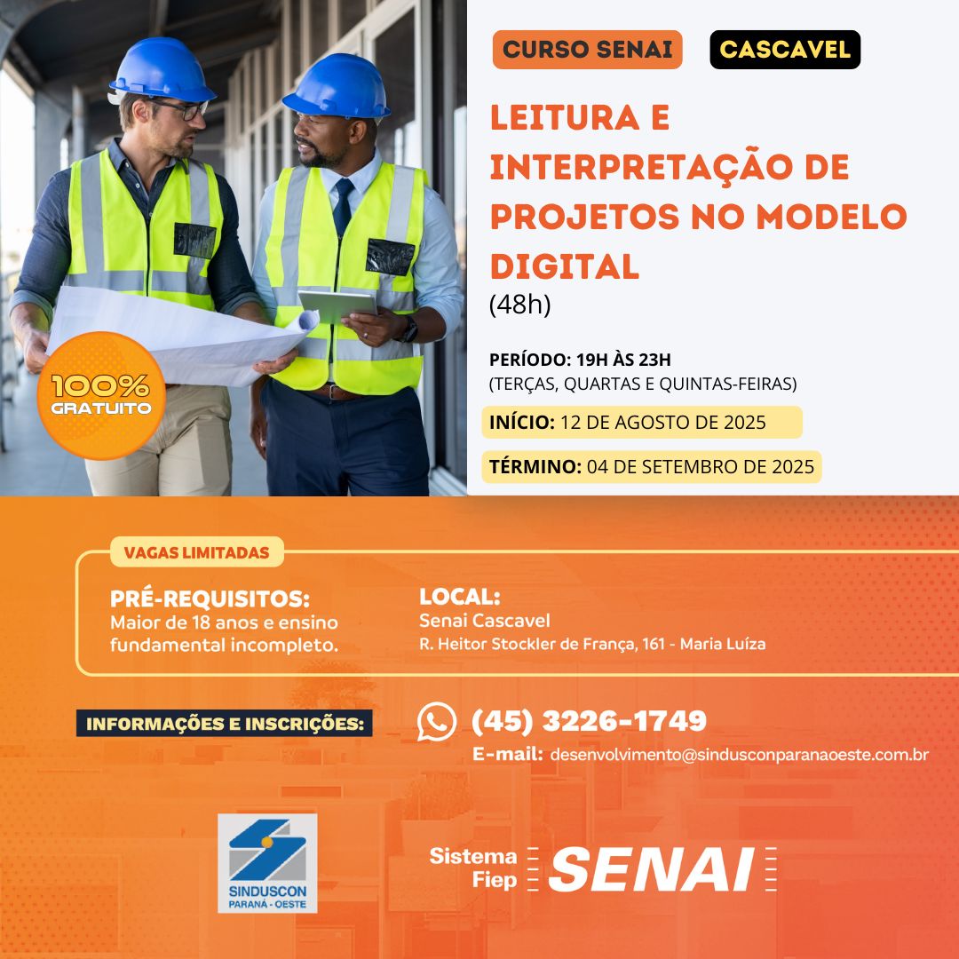 Banner: CURSO DE LEITURA E INTERPRETAÇÃO DE PROJETOS NO MODELO DIGITAL