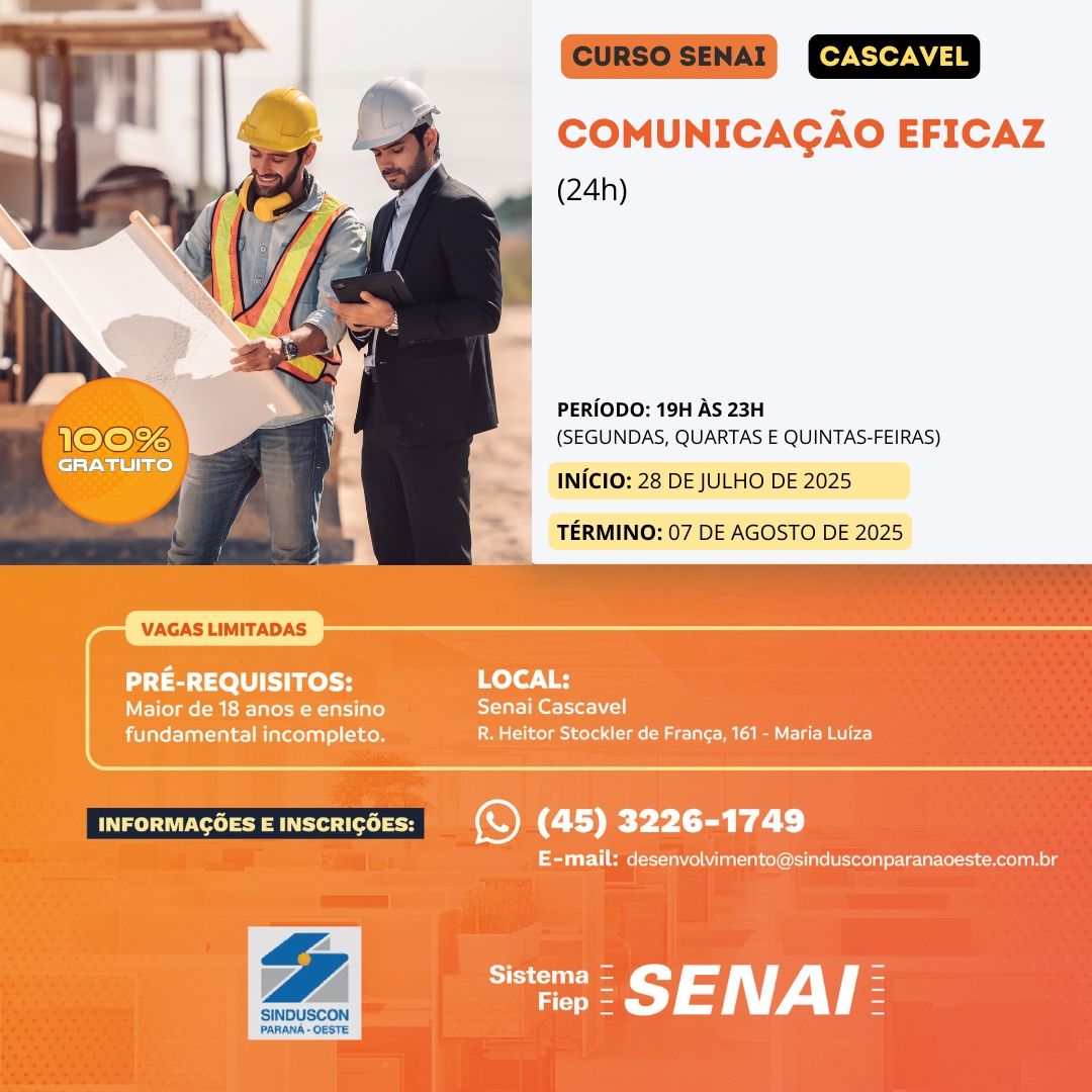 Banner: CURSO COMUNICAÇÃO EFICAZ - CASCAVEL E FOZ DO IGUAÇU.